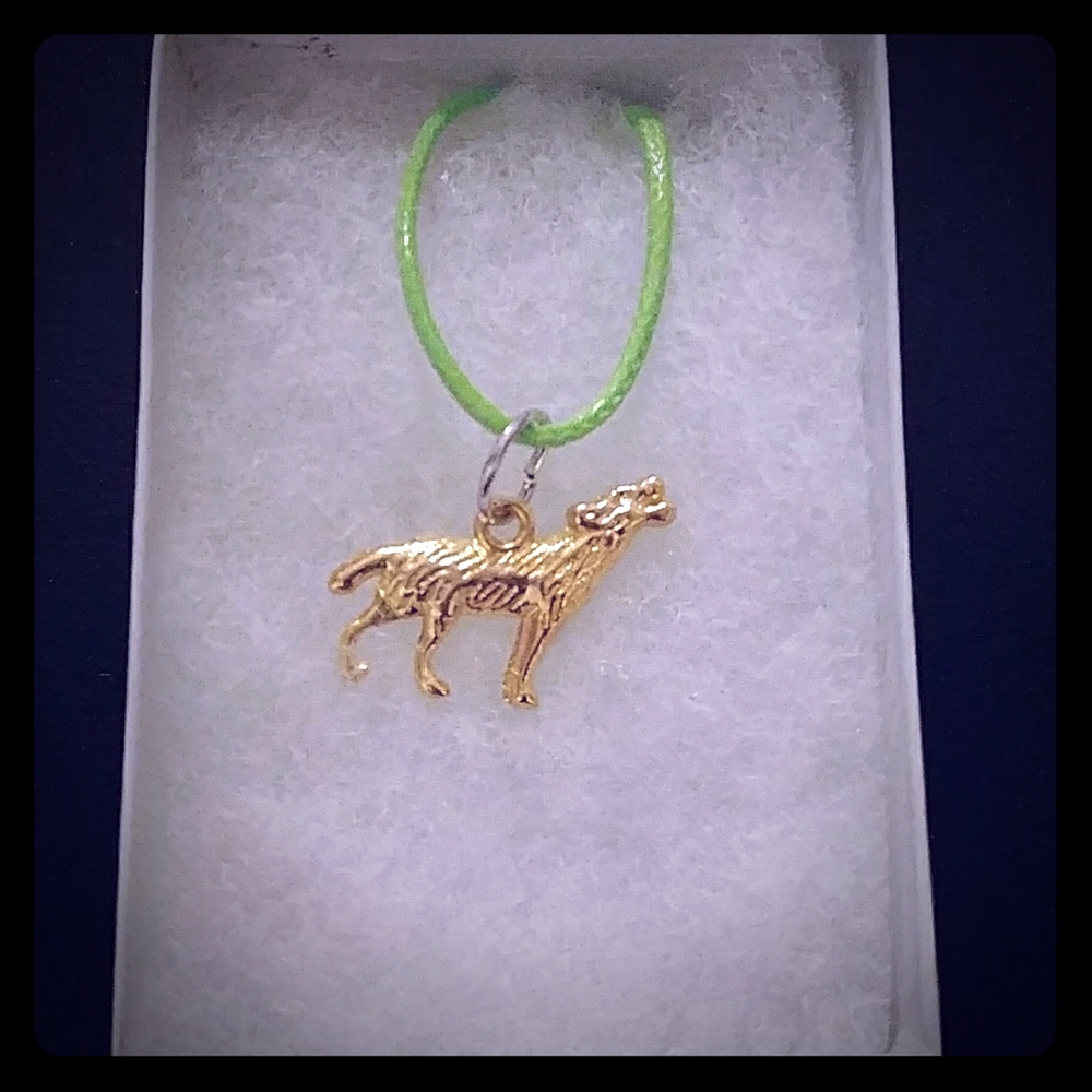 Gold Howling Wolf Necklace